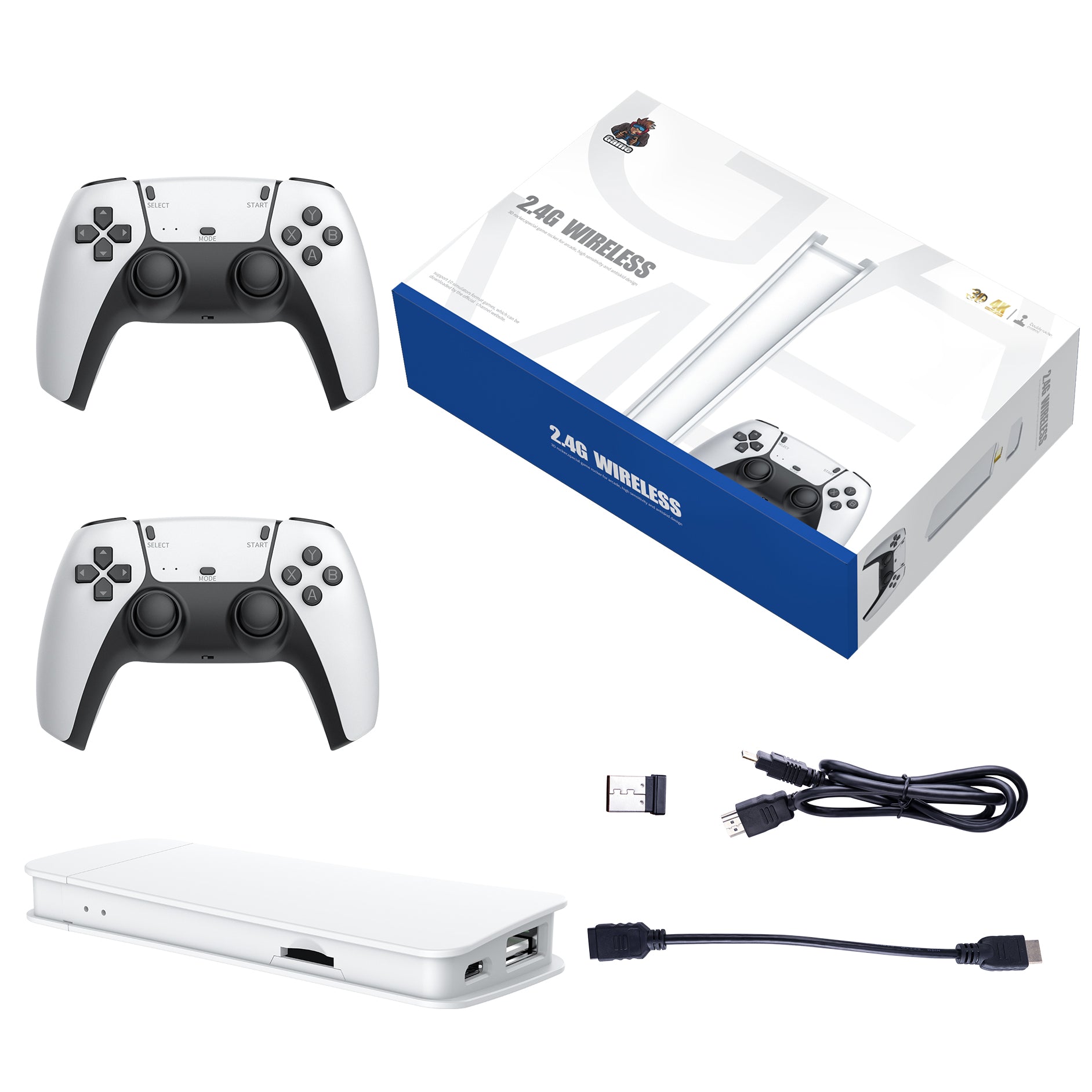 Consola Game Stick 2.4G inalámbrica con 2 controles (modelo blanco)
