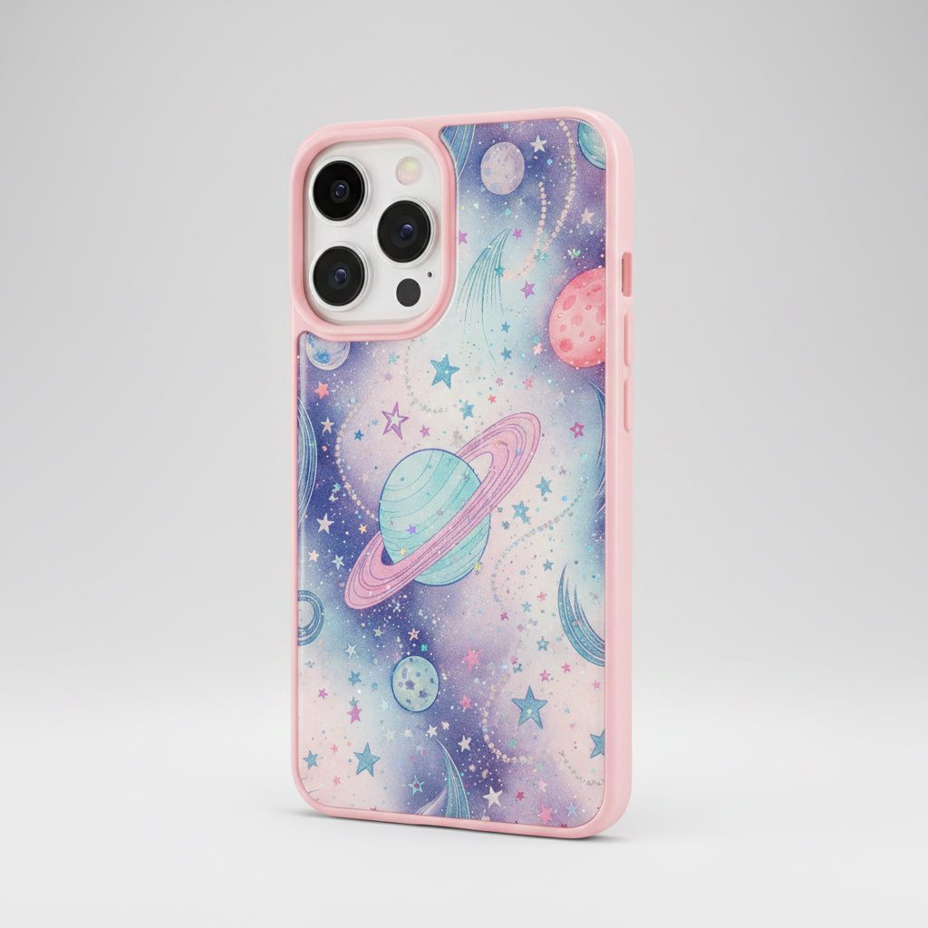 Estuches Rosados con Diseños y Brillo
